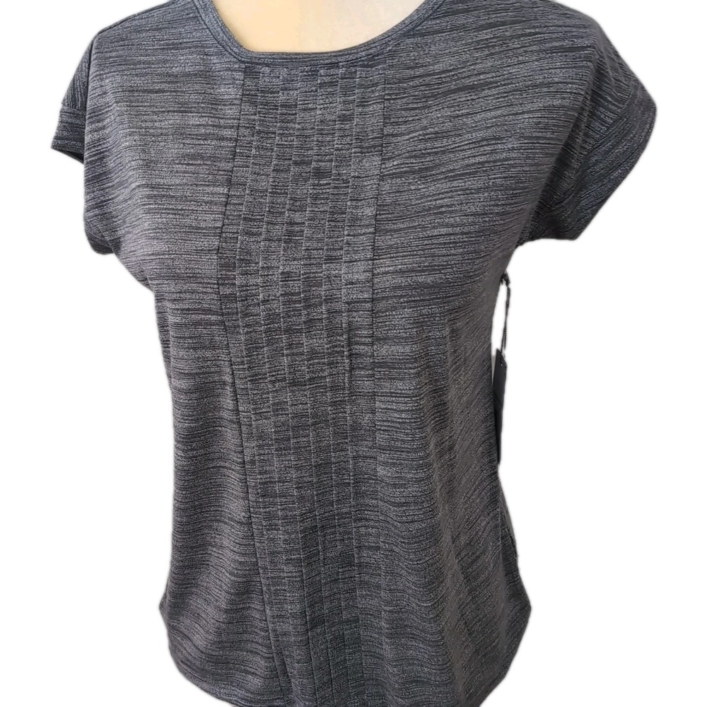 NWT Liz Claiborne Women's Blouse Size XS Gray Cap Sleeve Round Neck Pullover Top